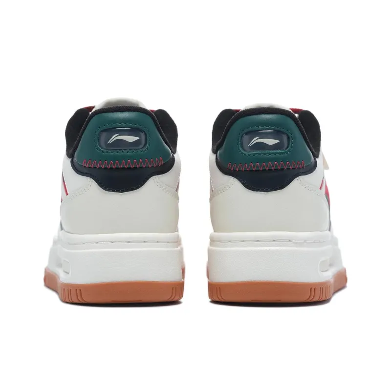 LiNing Future C1 Anti Slip Wear Resistant Low Top Skateboard Shoes Women's White Red Green-4