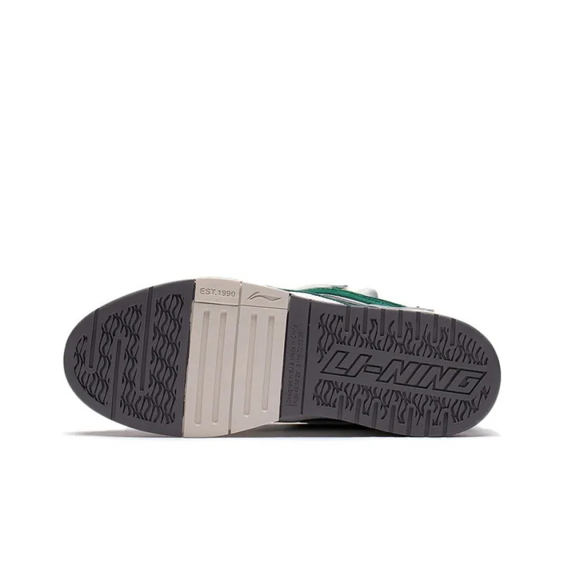 LiNing Wave Golden Slip-Resistant Cushioning Wear-Resistant Low-Top Skateboard Shoes Men's White Green-4