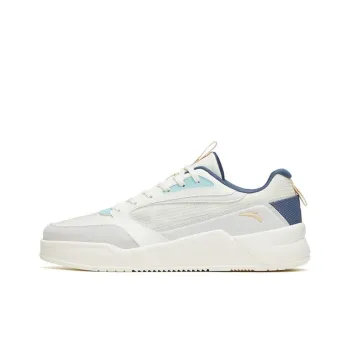 Anta Rubber Bullet Slip Resistant, Abrasion Resistant, Lightweight Low Top Skateboard Shoes Men's White Gray Blue