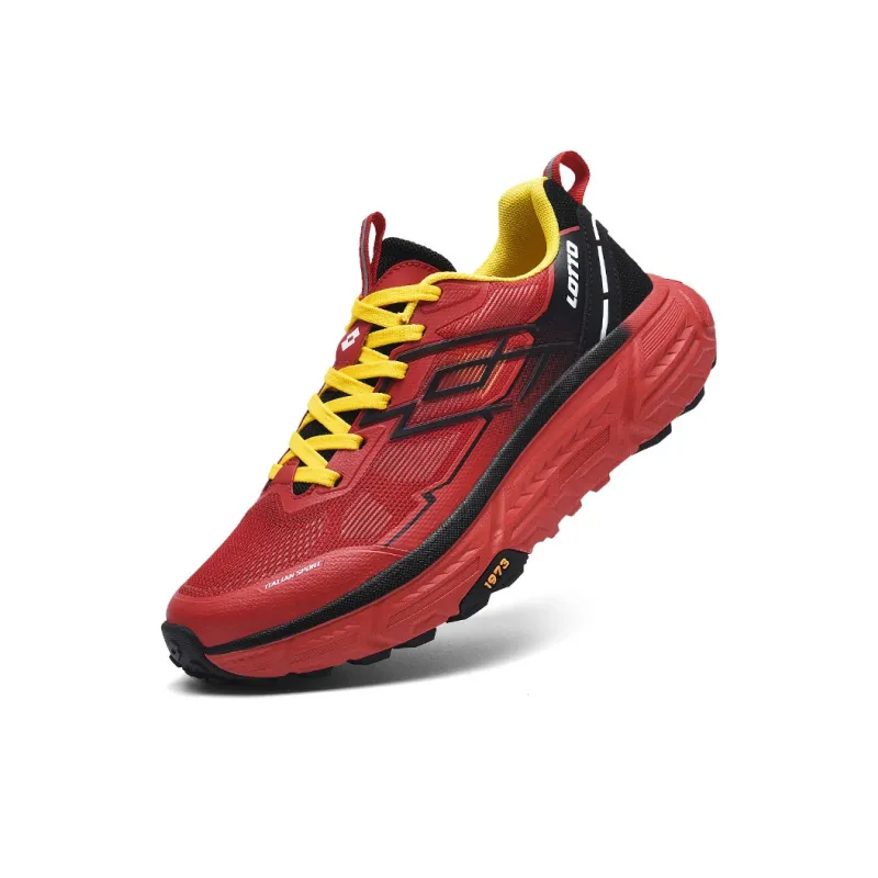 LOTTO Anti-Slip Wear-Resistant Breathable Lightweight Low-Top Trekking Shoes Men's Red Black-3