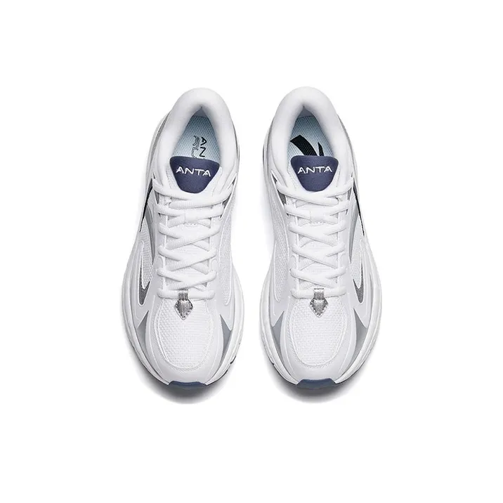 Anta AT952 Anti Slip Wear Resistant Breathable Lightweight Low Top Casual Running Shoes Women's White Silver Blue-2
