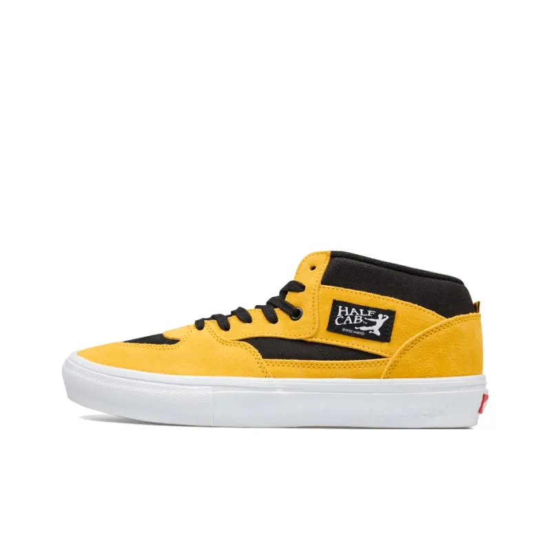 Vans Half Cab Skateboard Shoes Unisex Mid Top Yellow Black-1