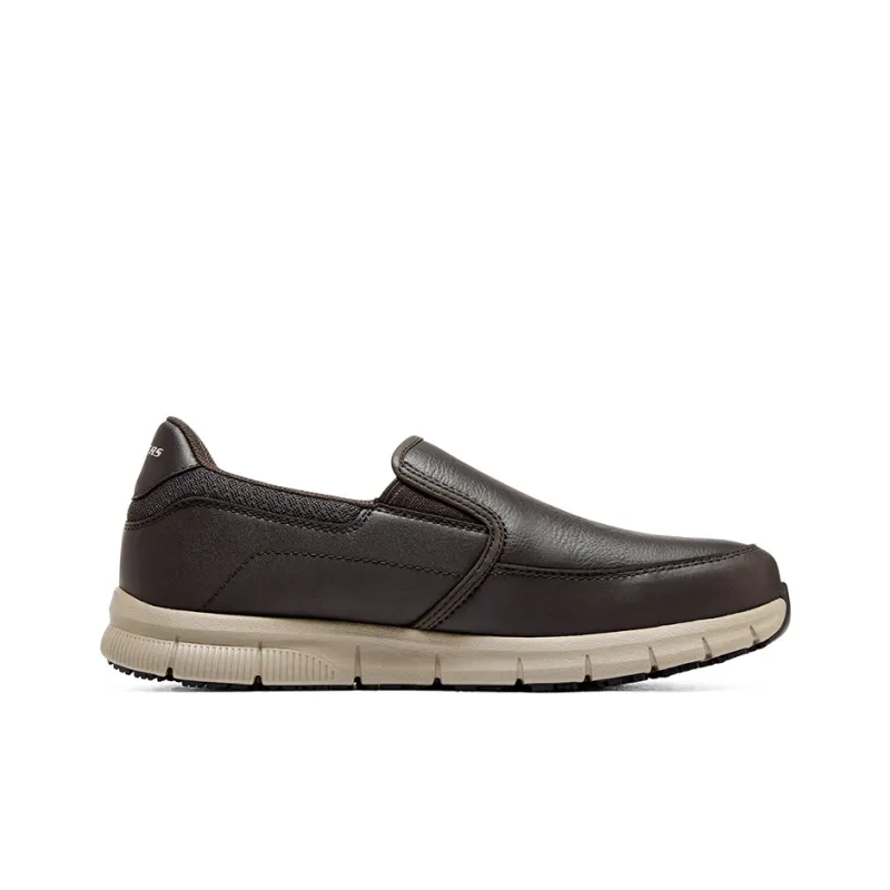 Skechers Relaxed Fit Work Slip on Non slip Wear resistant Shock Absorption Low Top Casual Shoes Men's Chocolate-1