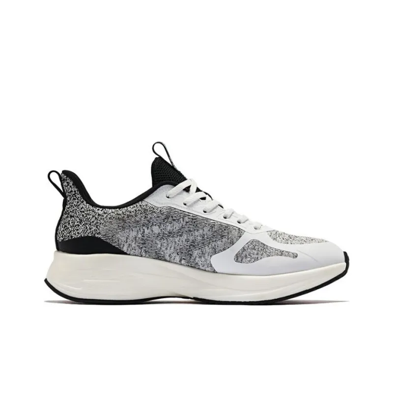 QIAODAN Blazing Plume Slip Resistant Cushioning Wear Resistant Low Top Running Shoes Men's White Black Cyan-1