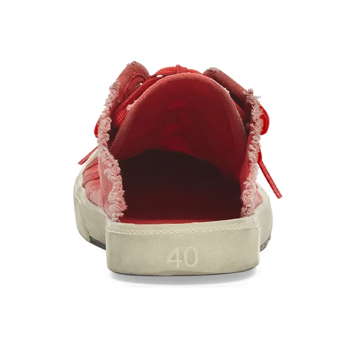 Balenciaga Paris Mules 'Red Destroyed Cotton And White Rubber' Women's-4
