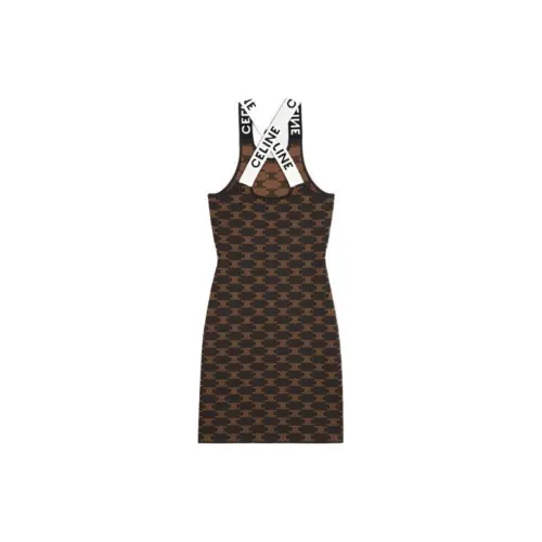 CELINE Sleeveless Dresses Women's Brown