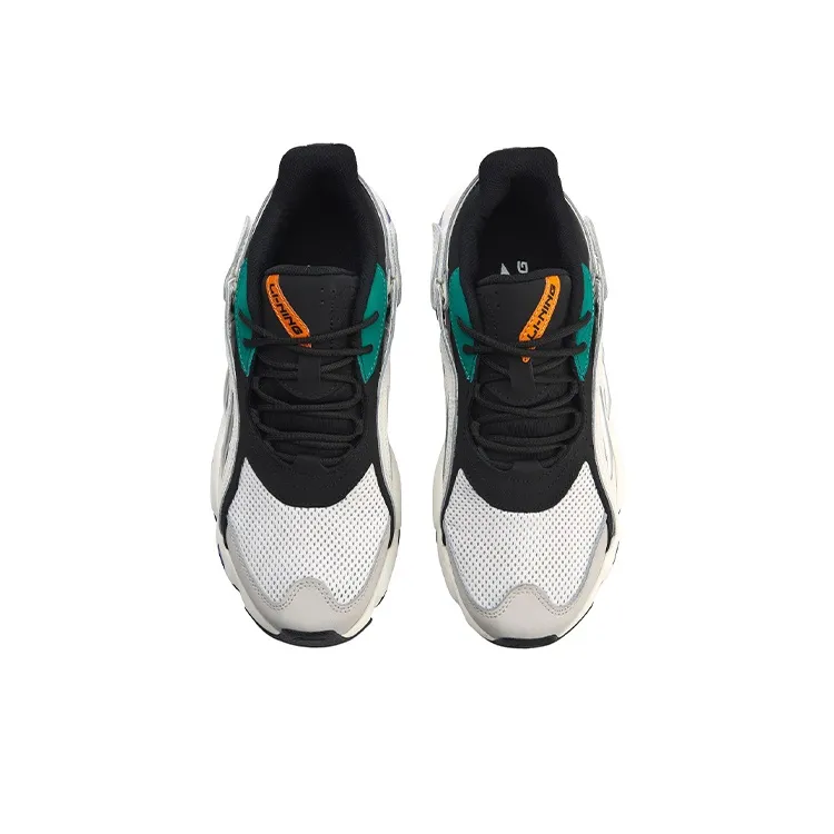 LiNing Butterfly Cushioning Anti Slip And Wear Resistant Low Top Chunky Sneakers Gray Black-3