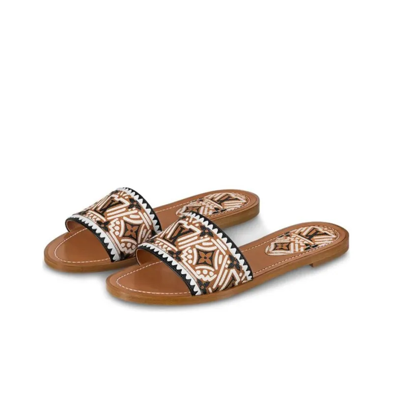 LOUIS VUITTON Crafty Lock It Slides 'Brown Black White' Women's-3