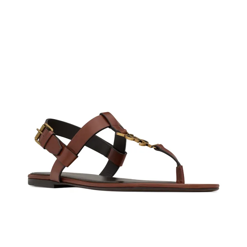 SAINT LAURENT CASSANDRE Odor-Resistant Flip Flops Men's Brown-1