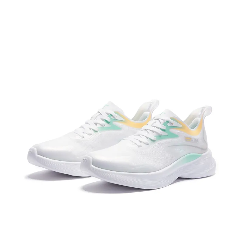 QIAODAN Light Speed 3.0PLUS Cushioning Slip Resistant Low Top Casual Running Shoes Men's White Green-2