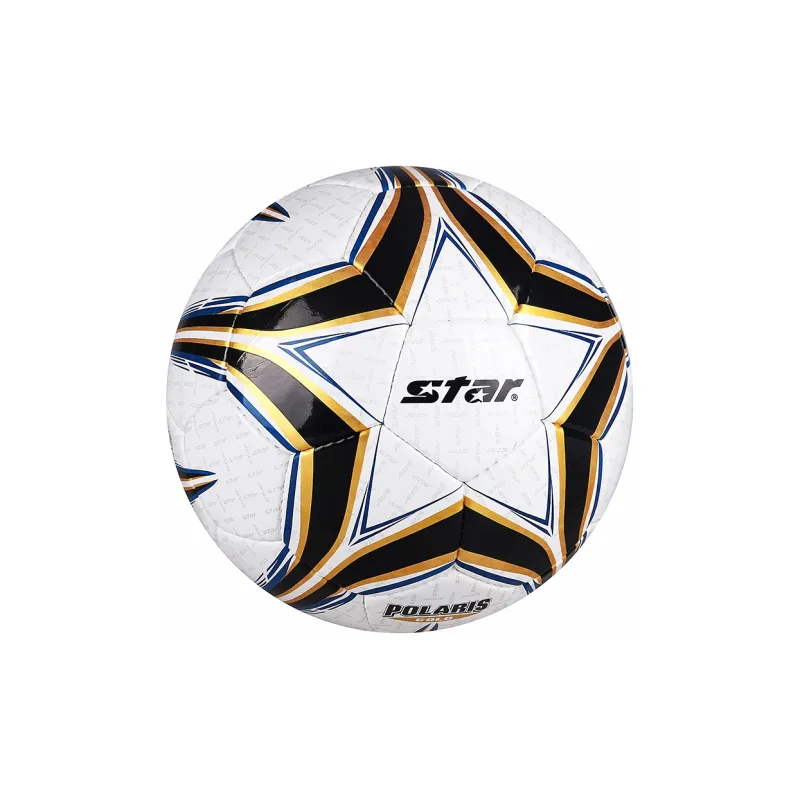 Star Size 5 Soccer PU Hand Stitched Soccer Ball Unisex White Gold Black-2