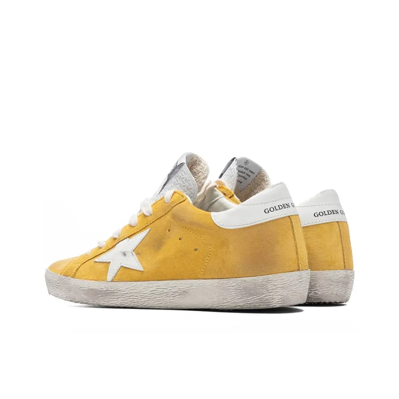 Golden Goose Super Star Stylish Skateboarding Shoes Women's Yellow White Vintage Version-3