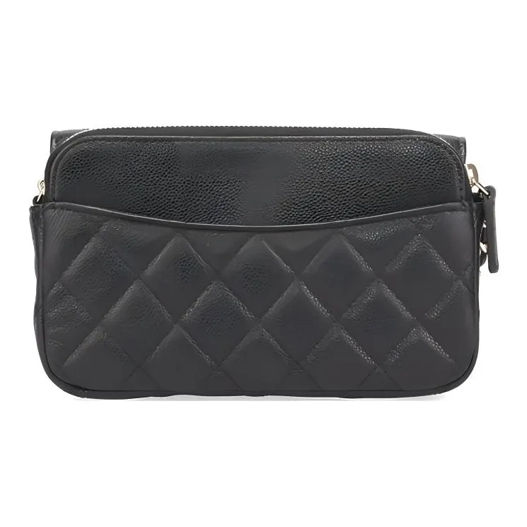 CHANEL Caviar Cow Leather Shoulder Bag, Crossbody Bag Women's Black-2