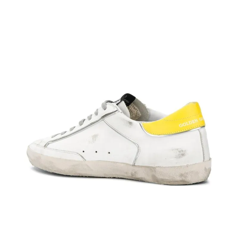 Golden Goose Super-Star Low-Top Skateboard Shoes Men's White Yellow Vintage Version-3