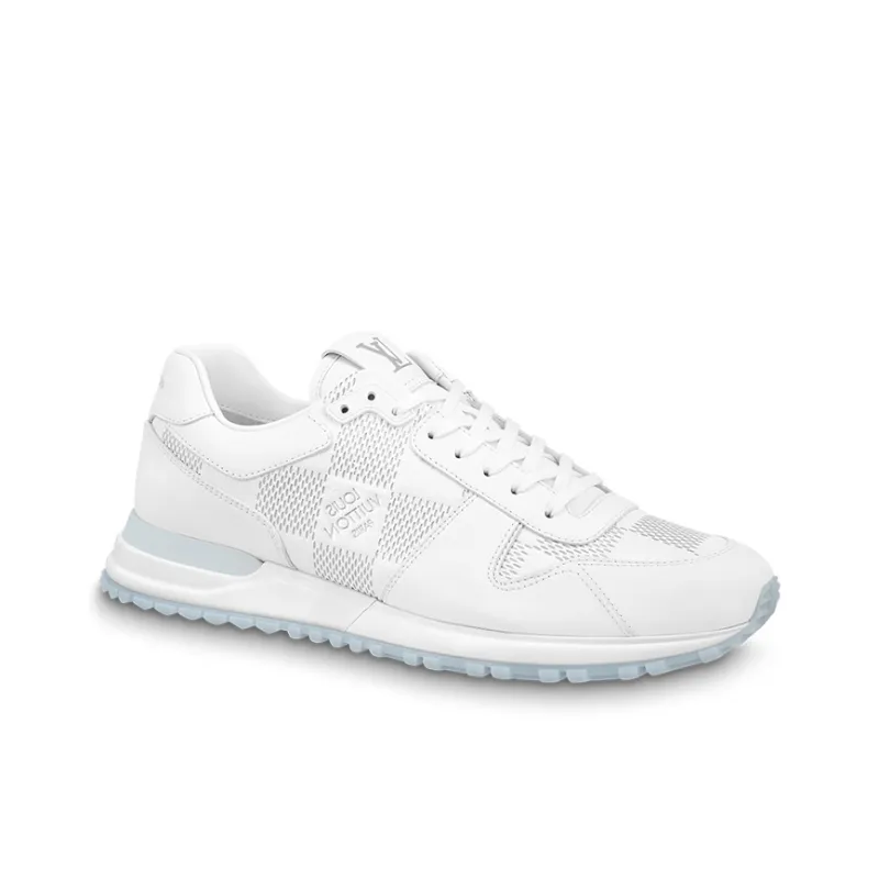 LOUIS VUITTON Run Away Sneakers 'White With Grey Plaid'-1