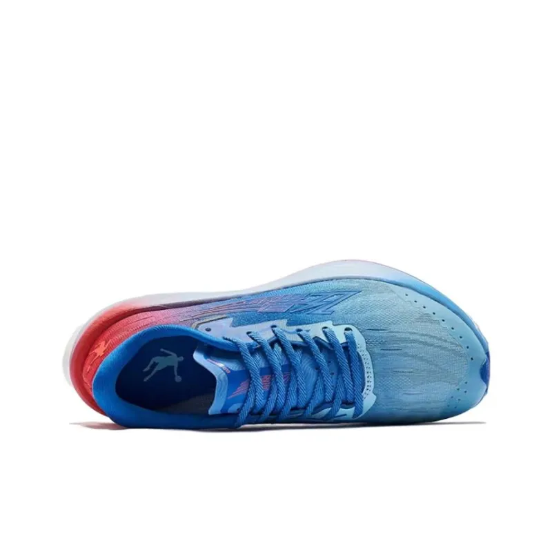 QIAODAN Feiying PB2.0 Anti Slip Wear Resistant Low Top Running Shoes Men's Blue Red Fall/Winter Edition-3