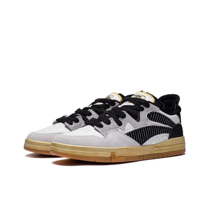 DISHINI x LiNing Wei Wu PRO OSWALD Abrasion Resistant Breathable Low Top Skateboard Shoes Men's White Black-2