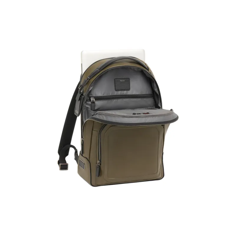 TUMI Leather Backpack Men's Olive Green-3