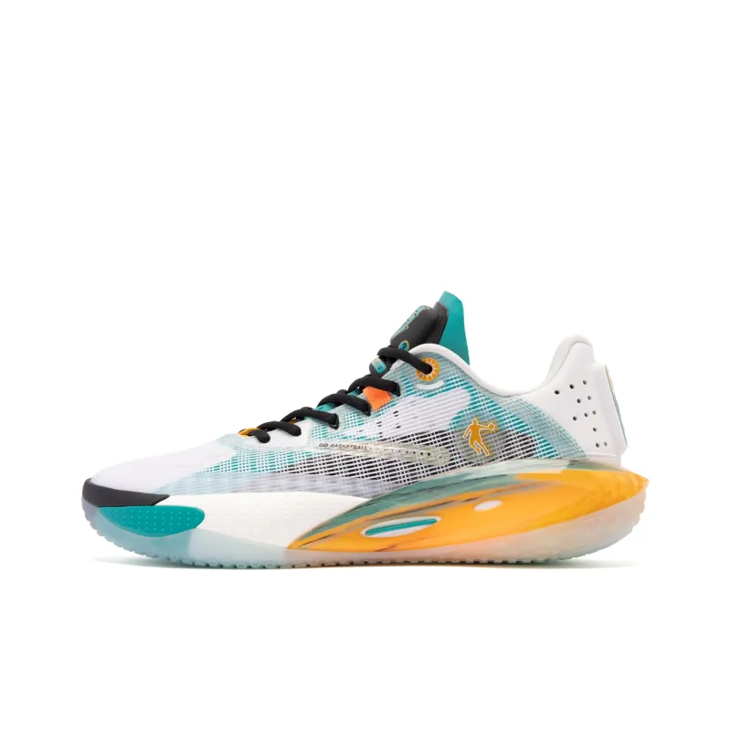 QIAODAN Sharp RISE Prototype Slip Resistant Low Top Basketball Shoes Men's Green Yellow-0