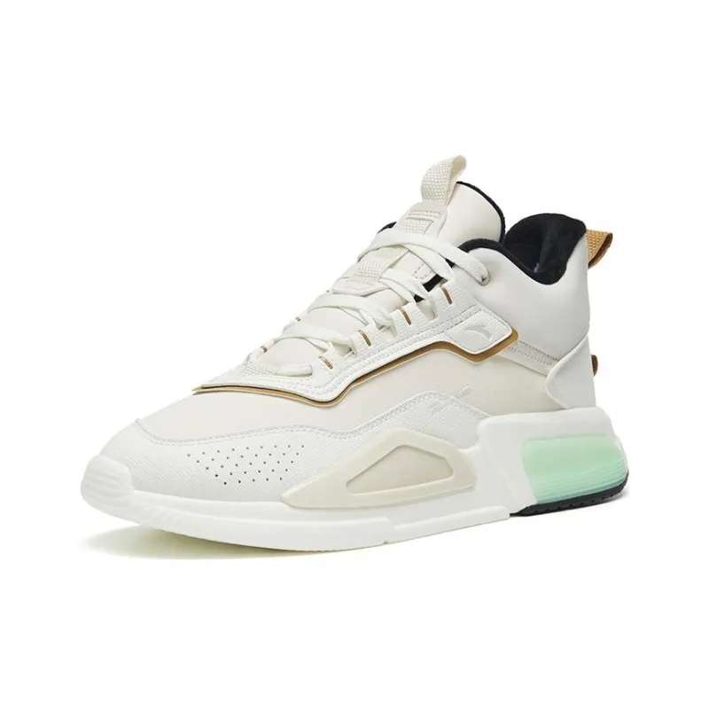 Anta Rubik's Cube 4 Anti-Slip Wear-Resistant Mid-Top Sports Casual Shoes White Gray Green-1