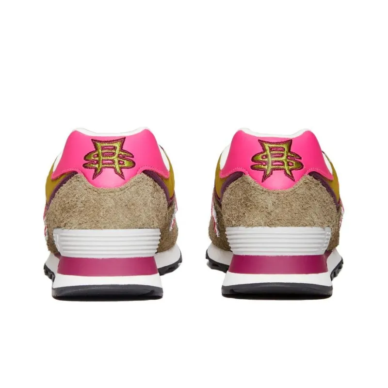 Stray Rats x New Balance NB 574 Slip-Resistant Low-Top Running Shoes Men's Green Pink-4