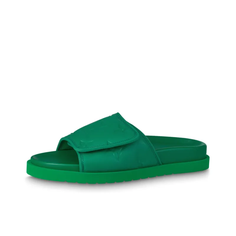 LOUIS VUITTON Miami Slip Resistant Slide Slippers Men's Green-0