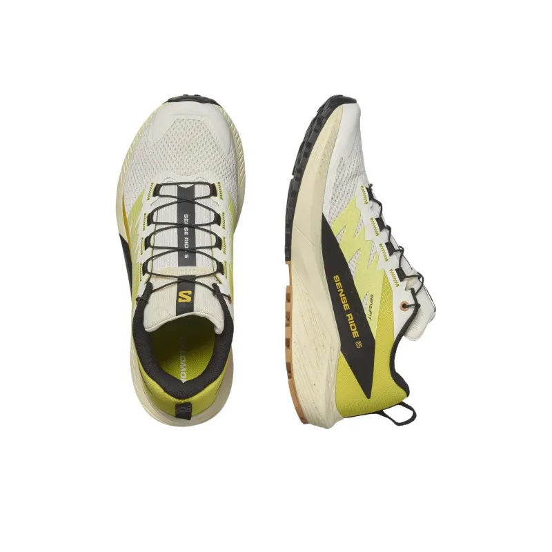 SALOMON Sense Ride 5 Slip Resistant Low Top Trail Running Running Shoes Women's Vanilla-3