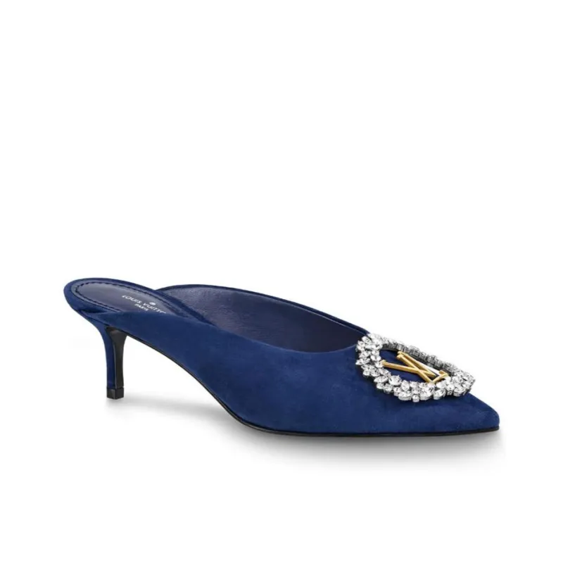 LOUIS VUITTON Madeleine Abrasion Resistant Closed Toe Slippers Women's Blue-1