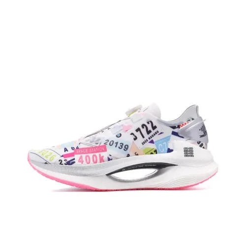 LiNing Jueying Cushioning Anti Slip Wear Resistant Breathable Lightweight Rebound Low Top Running Shoes Pink White