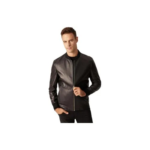 DANIEL HECHTER Leather Jackets Men Black