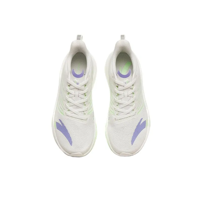 Anta MACH 3.0 Cushioning Abrasion Resistant Lightweight Low Top Running Shoes Women's White Purple Green-2