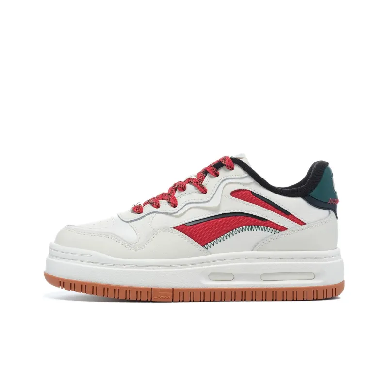 LiNing Future C1 Anti Slip Wear Resistant Low Top Skateboard Shoes Women's White Red Green-0