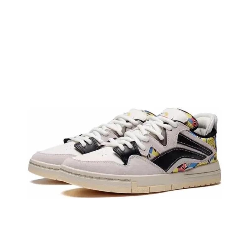 LiNing Wave Pro Anti Slip Wear Resistant Low Top Skateboard Shoes Women's White Black-2
