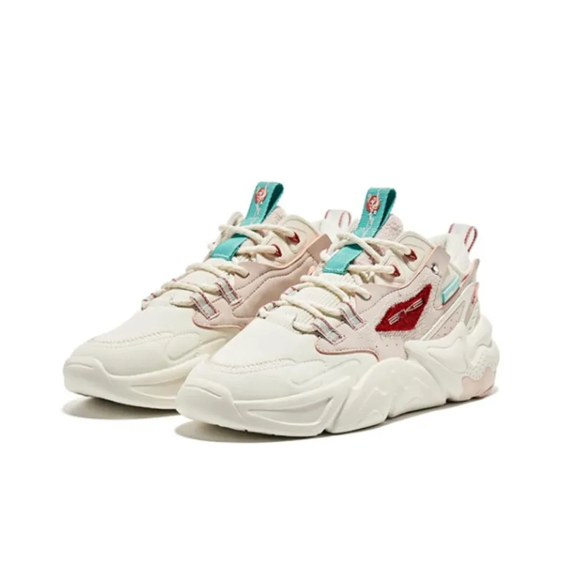Erke Xun Phoenix Woo Phoenix Anti Slip Wear Resistant Low Top Sports Casual Shoes Women's White Pink-1