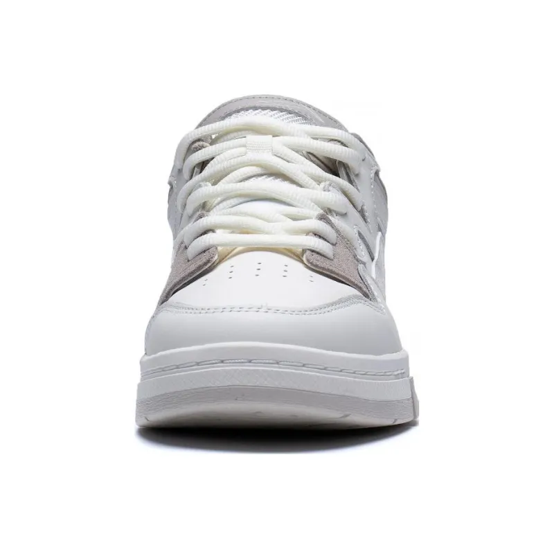 LiNing Wave Pro Anti-Slip Wear-Resistant Low-Top Skateboard Shoes Mist White Silver Fish Gray-3