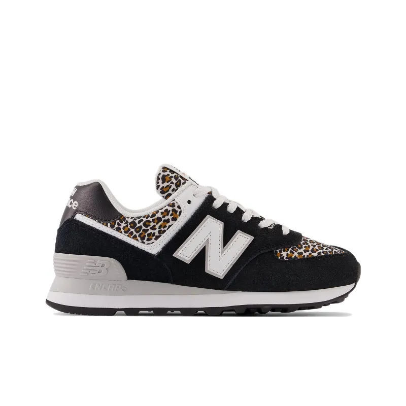 New Balance 574 Black Beige Leopard Print Women's-1