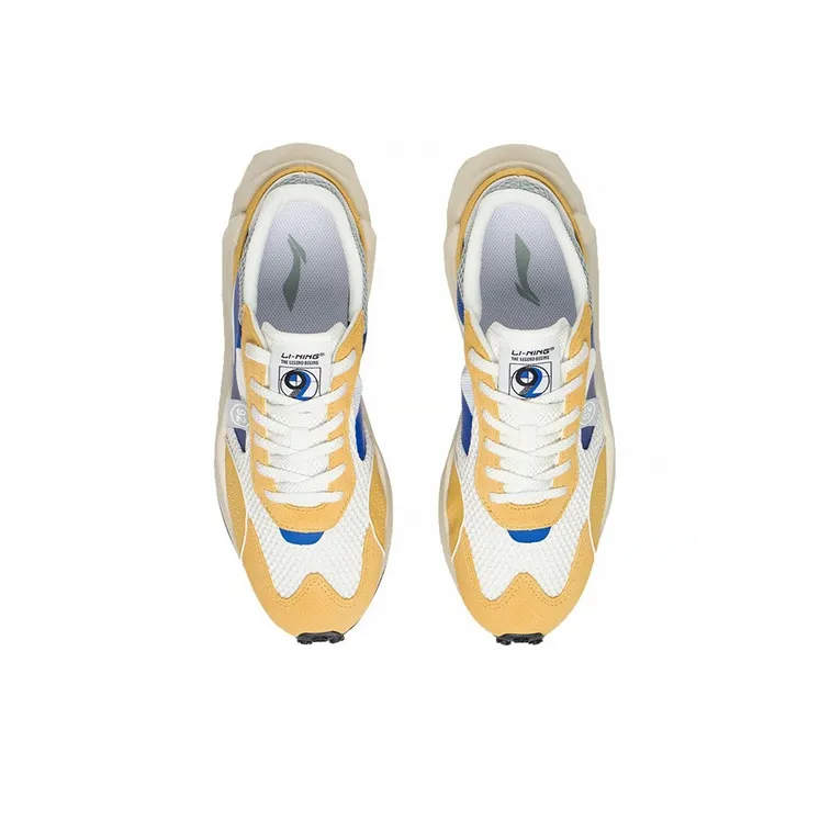 LiNing Square Low-Top Sports Casual Shoes Men's Yellow White Blue-3