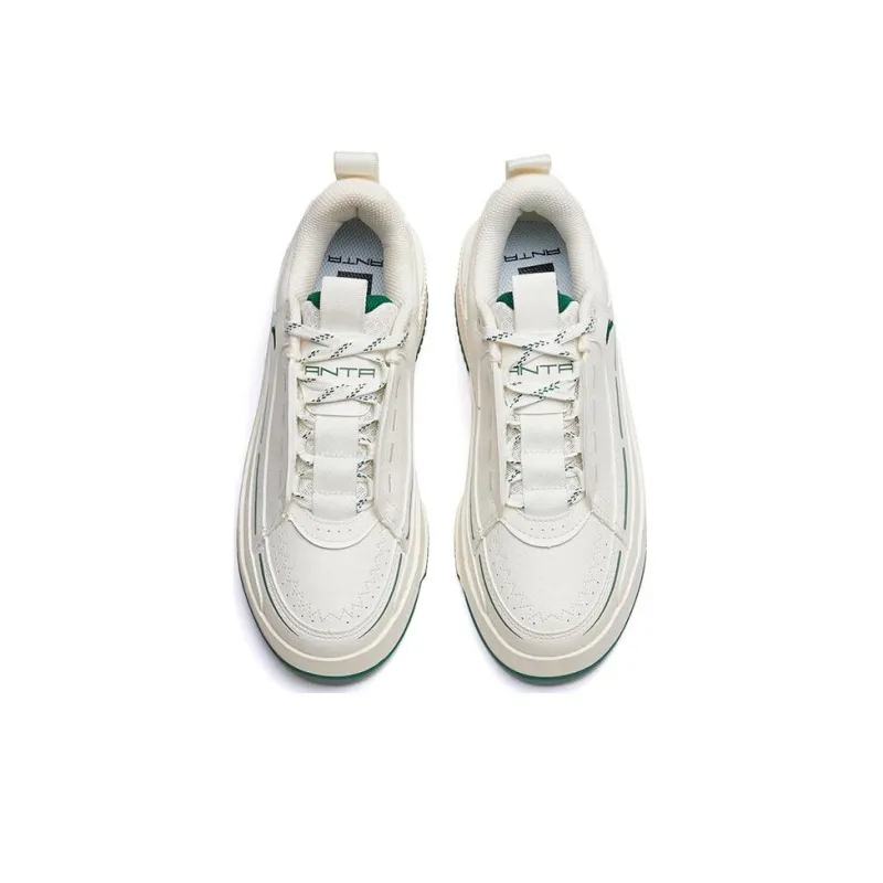 Anta Life Collection Slip Resistant Cushioning Wear Resistant Low Top Skateboard Shoes Women's White Green-3