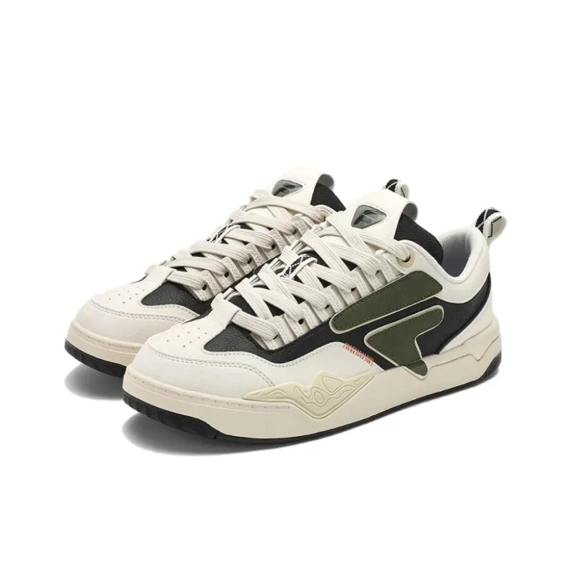 FILA FUSION Nollie Anti Slip Wear Resistant Low Top Skateboard Shoes Men's Ecru-2