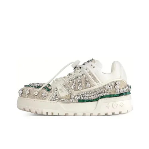 LOUIS VUITTON Trainer Maxi Low-Top Skateboard Shoes Men's White Beige Green