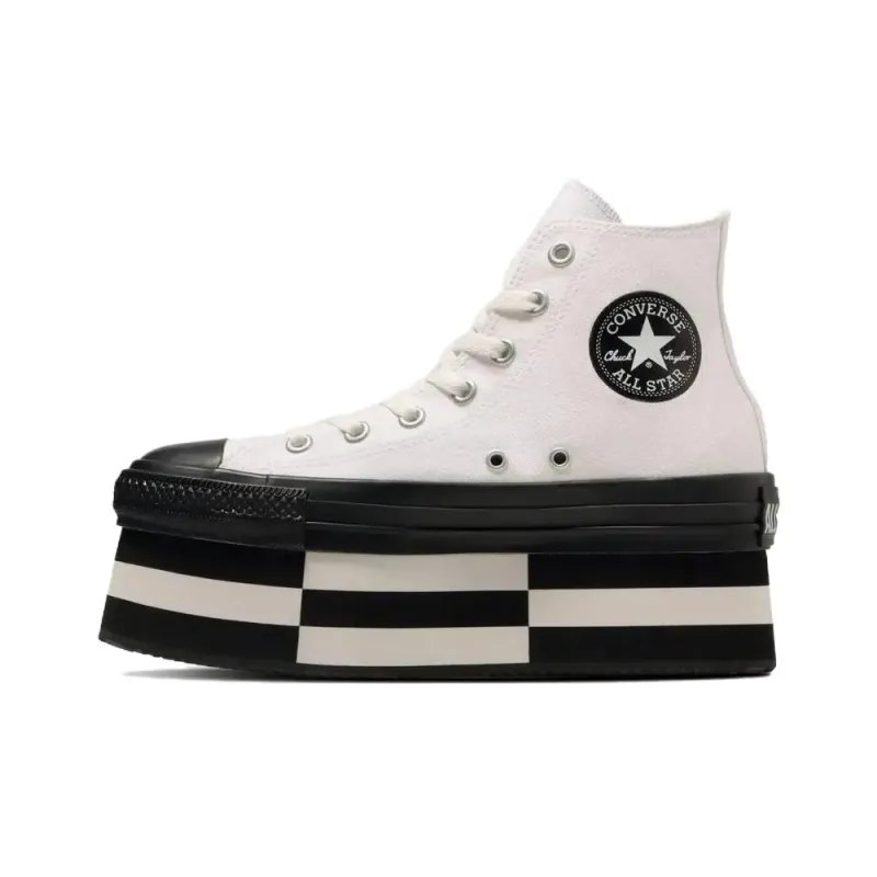 Converse All Star Anti Slip And Wear Resistant Height Increasing High Top Skateboard Shoes Women's White-1