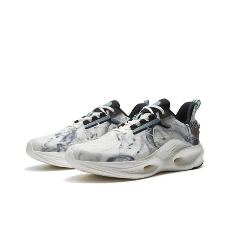 XTEP Qing Feng 6.0 Durable Breathable Low Top Running Shoes Men's White Black-1