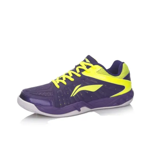 LINING Lightning Strike Badminton Shoes Men Low-Top New Lakers Purple+Fluorescent Bright Green