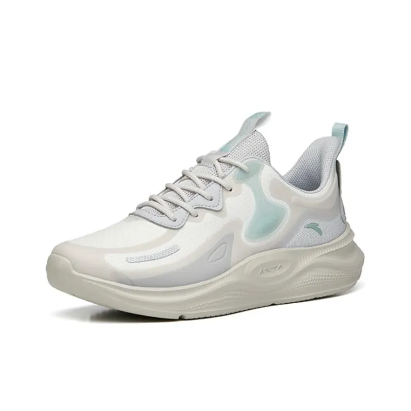 Anta Lingyun Cushioning Wear Resistant Low Top Running Shoes Men's Gray White Green-2