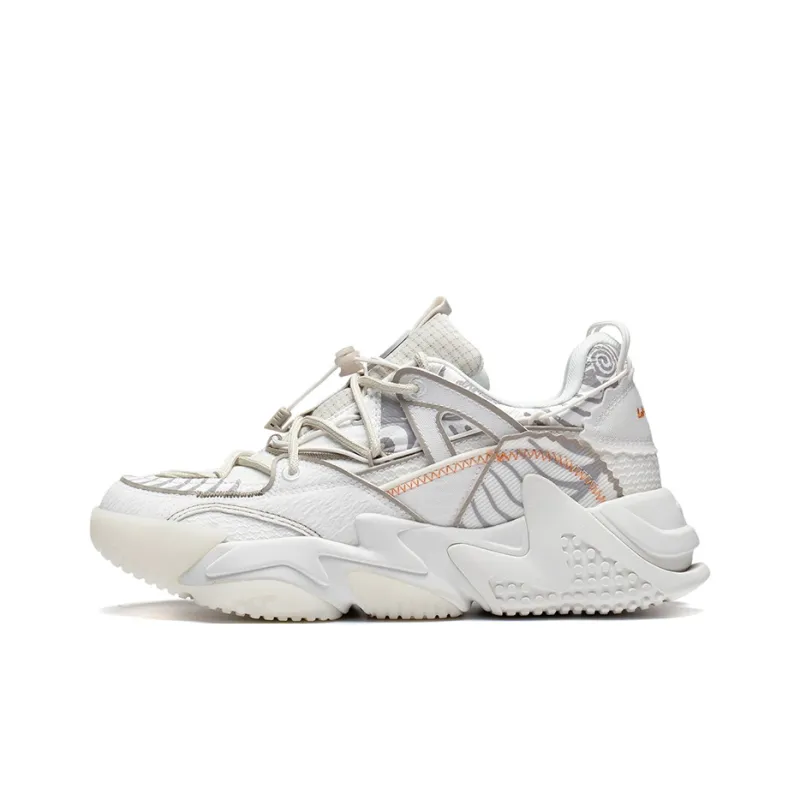 LiNing CF Tracing Anti Slip Wear Resistant Low Top Sports Casual Shoes Women's Mist White-0