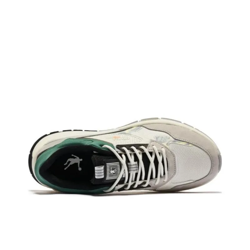 QIAODAN Vertical And Horizontal 3 Anti-Slip Wear-Resistant Low-Top Sports Casual Shoes Gray White Green-3
