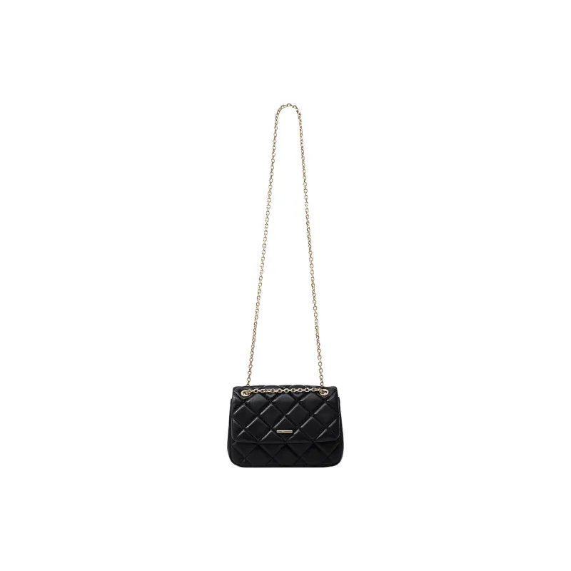 FION Leather & Metal Crossbody Bag Regular Women's Black-5