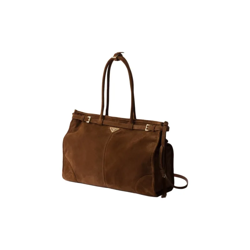 PRADA Nappa Leather Tote Bag, Shopping Bag, Shoulder Bag, Handbag Tubas Unisex Cocoa Brown-1
