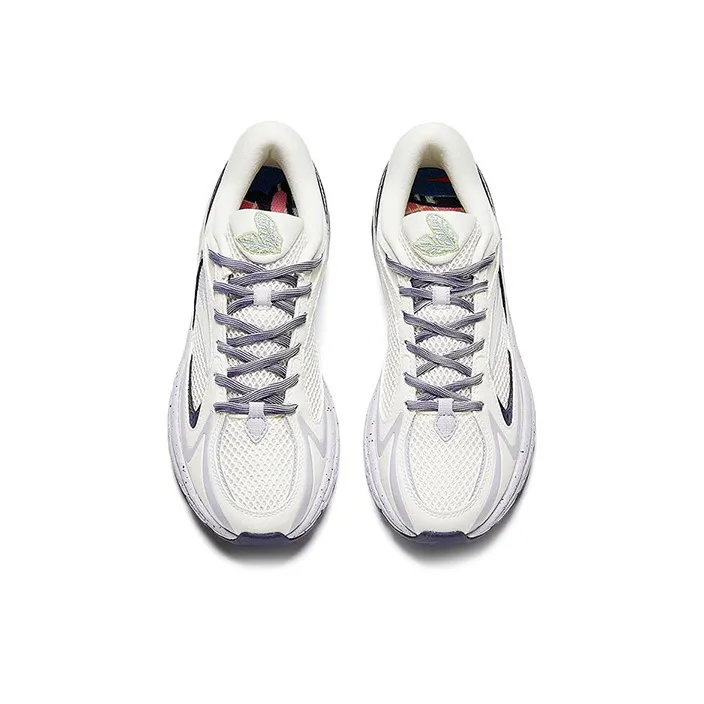 Anta AT952 Anti Slip Wear Resistant Low Top Running Shoes Women's White Purple-2