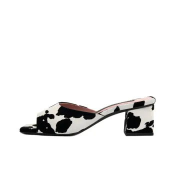 Les Petits Joueurs Abrasion-Resistant Slide Slippers Women's Black White